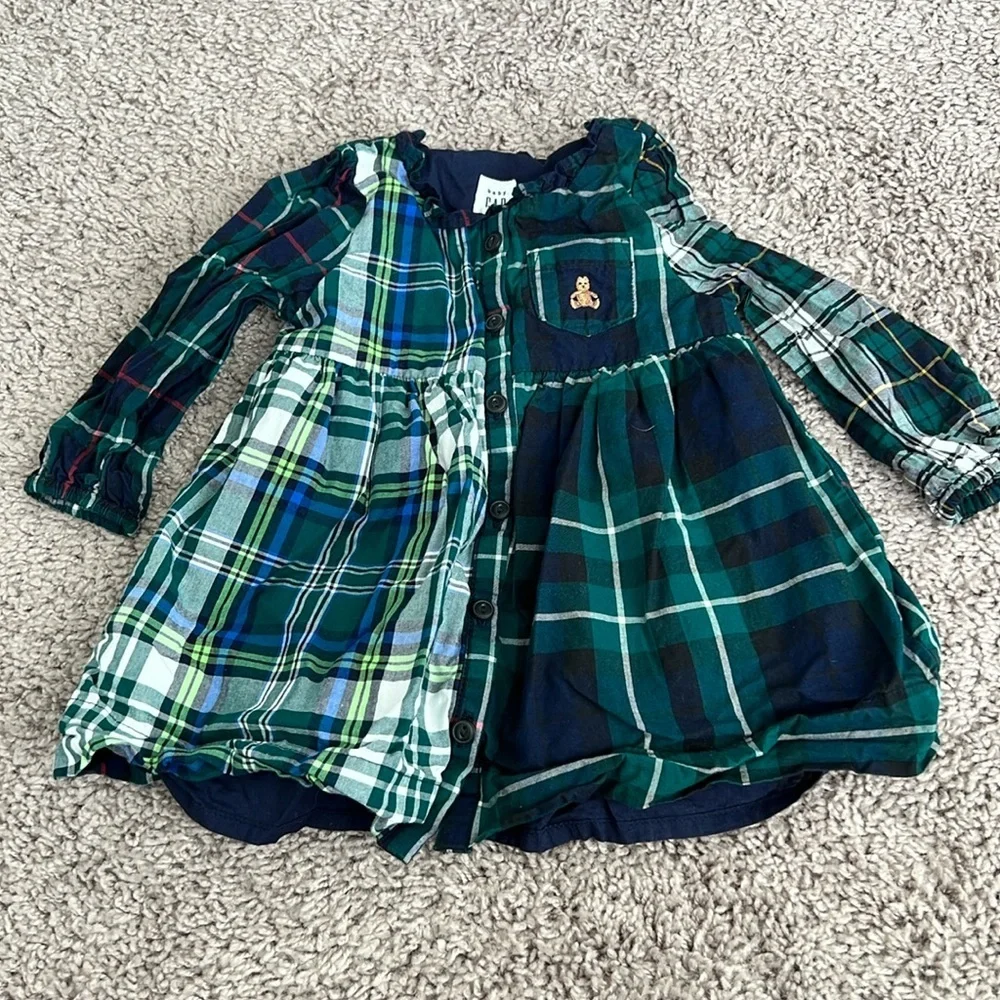 BabyGap Green Plaid Long Sleeve Baby Toddler Dress